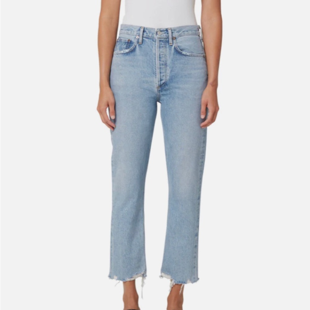 Agolde Riley High Rise Straight Crop Jeans in Curio